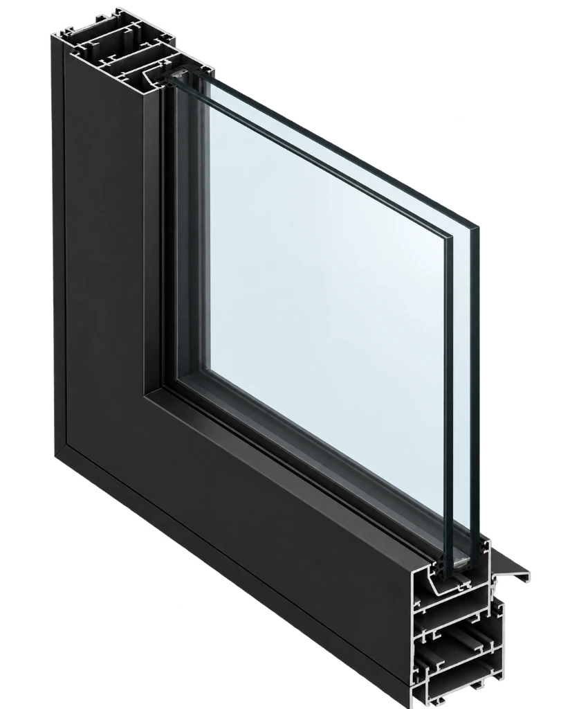 40N architectural profile schematic and glazing detail