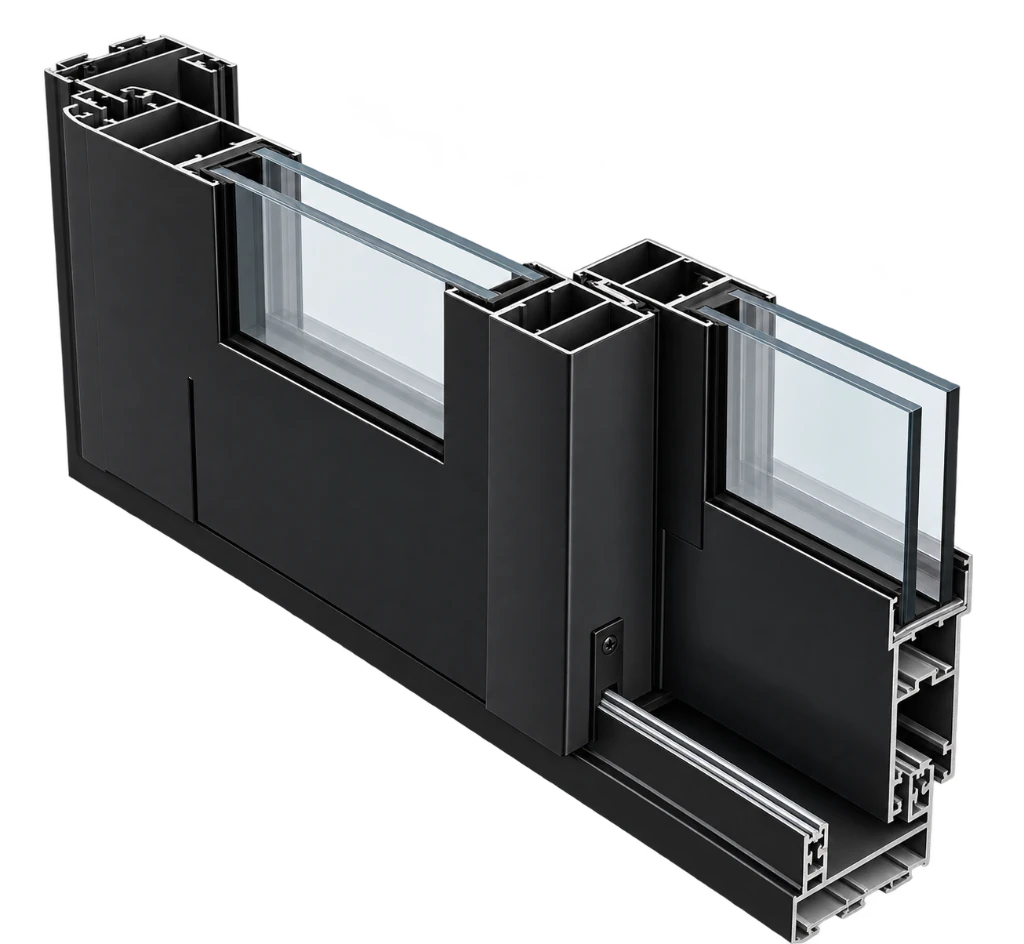 S115 architectural profile schematic and glazing detail