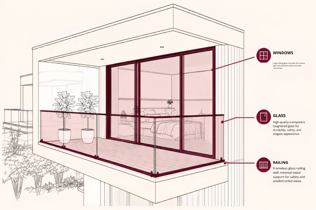 Architectural studio drafting sketch — Shiva Glass Group